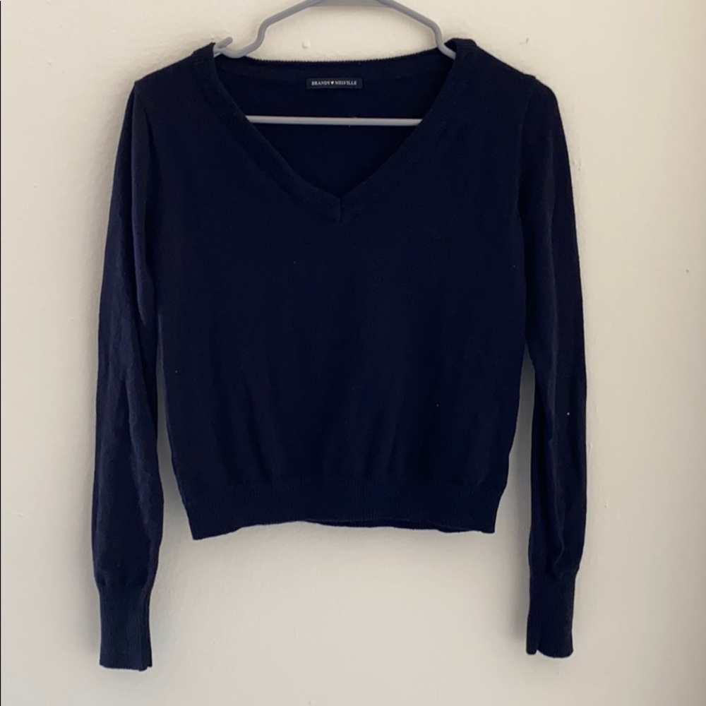 Blue V-neck sweater
